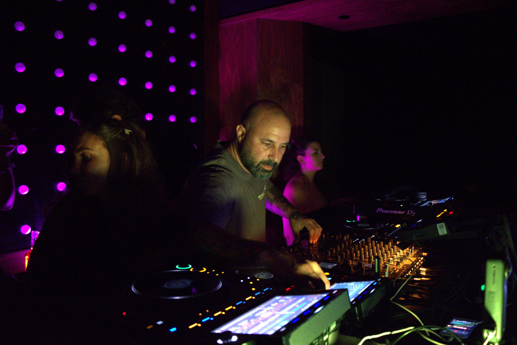 Tomer playing at the decks at Jolene Sound Room
