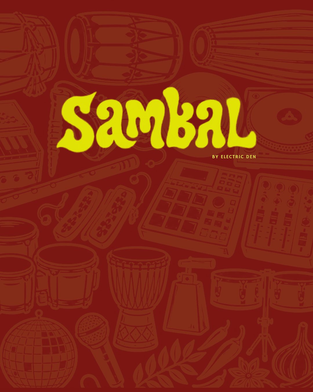 Sambal by Electric Den poster with illustrated instruments