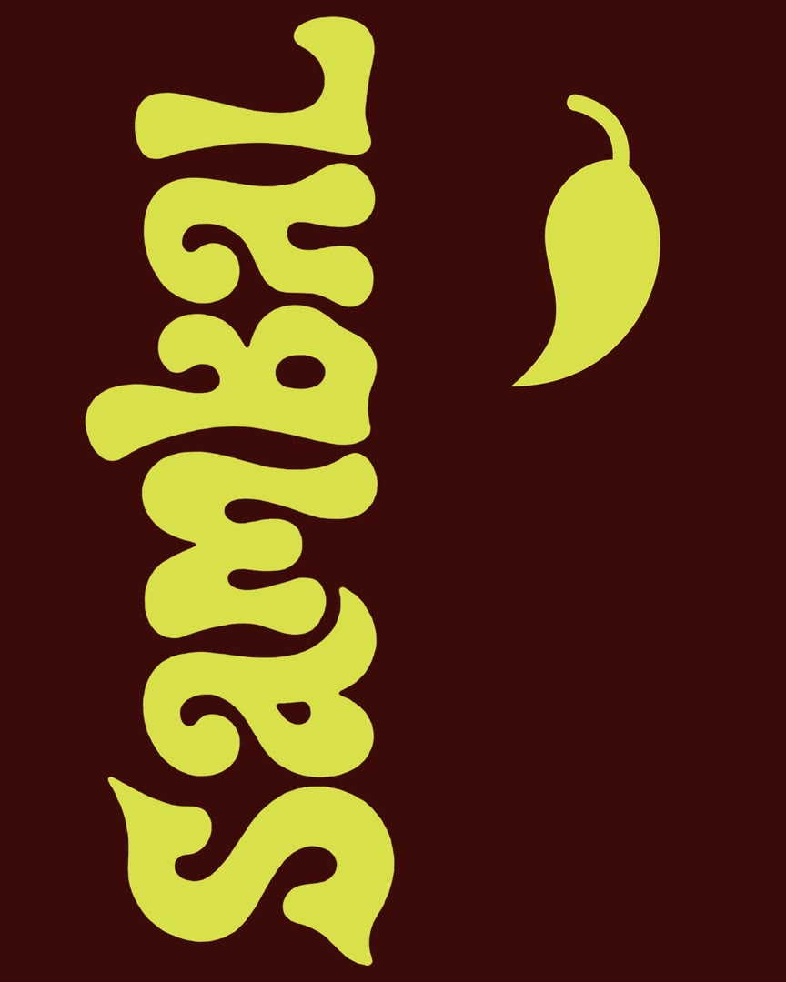 Sambal wordmark set vertically beside the chili