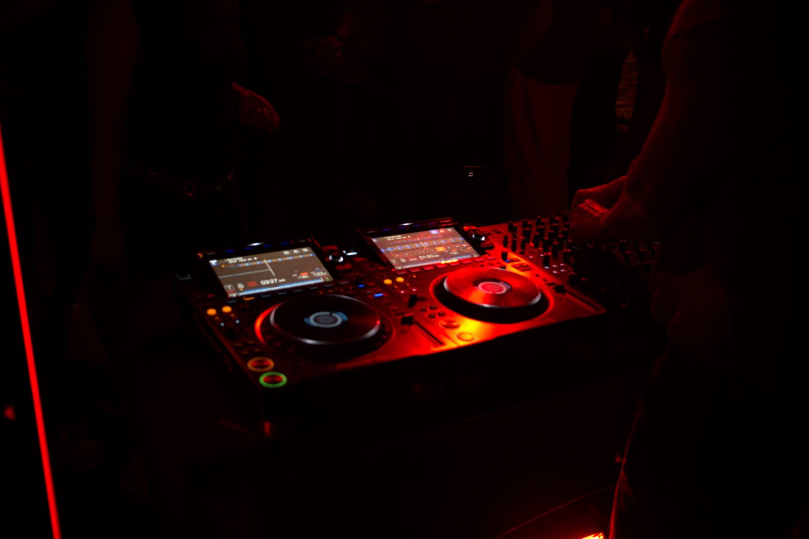 The decks glowing red in the dark at 16 Sola
